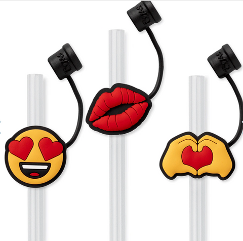 Valentine's Day Emoji Straw Topper Set