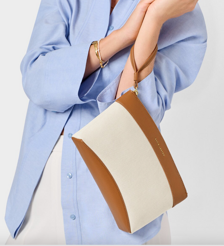 Siena Canvas Wristlet Bag in Cognac