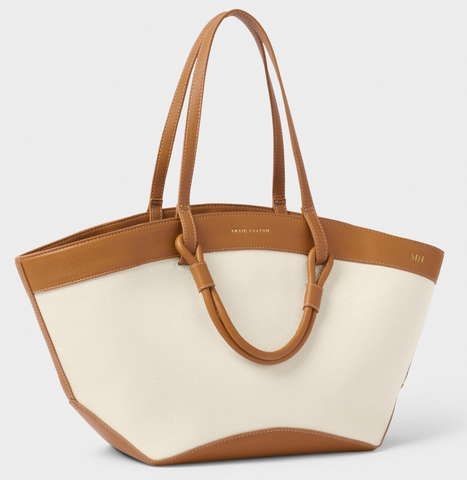 Sienna Canvas Tote Bag in Cognac