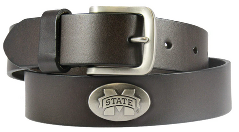 MISSISSIPPI STATE BULLDOGS MEN'S COLLEGIATE BLACK LEATHER CONCHO BELT