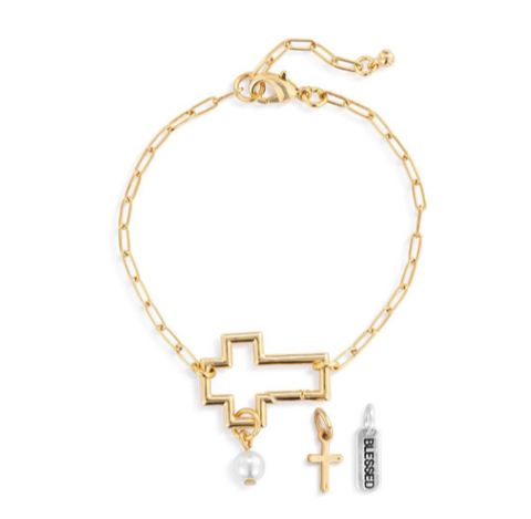 Faith Gold Bracelet Jewelry Set - 6.5in