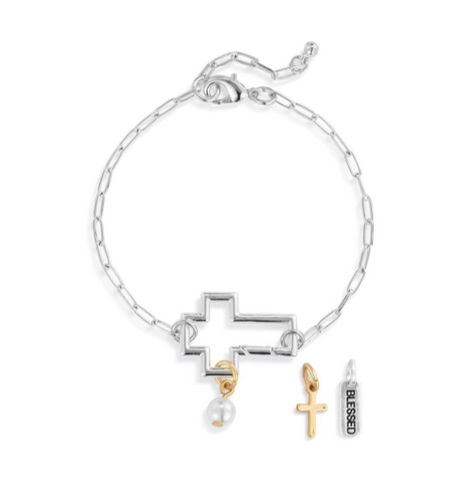 Faith Silver Bracelet Jewelry Set - 6.5in