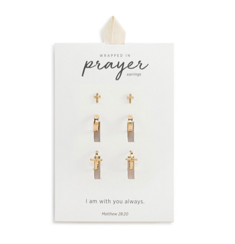 Dainty Cross Gold Earrings Set Of 3