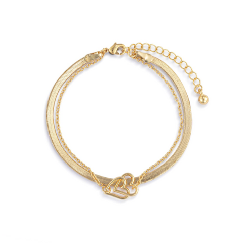 Layered Heart Gold Bracelet