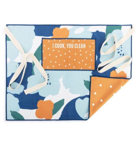 Blue Orange Poppy Absorbent Half Apron