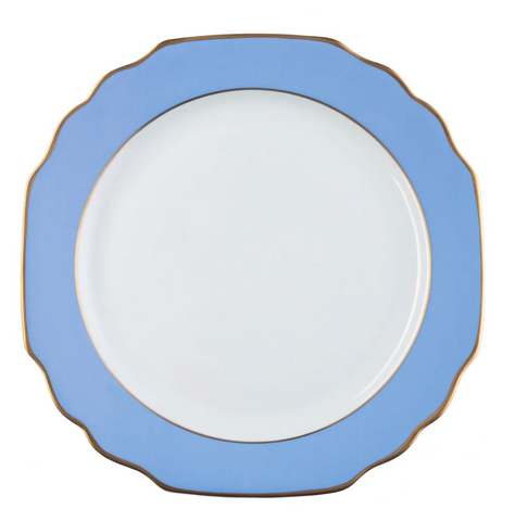Ultra-White Georgian ColorSheen Light Blue - Gold Banding - Salad Plate
