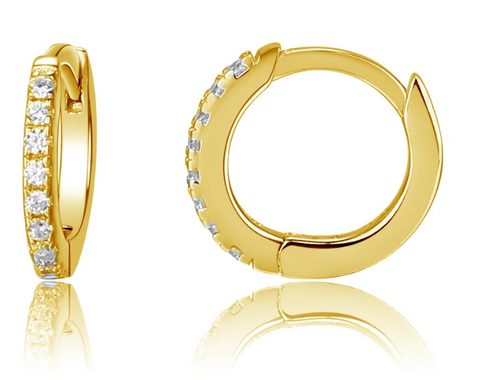 14K Gold-Plated Huggie Hoop Earrings with CZs