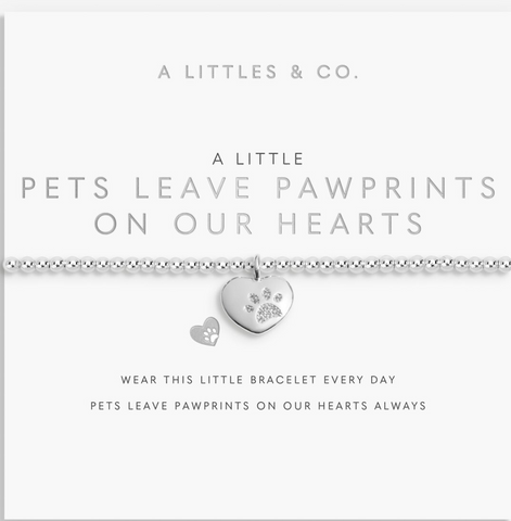 A Little 'Pets Leave Pawprints On Our Hearts' Bracelet In Silver Plating