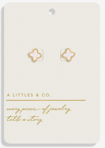 Style Stories Mother Of Pearl Clover Earrings In Gold-Tone Plating