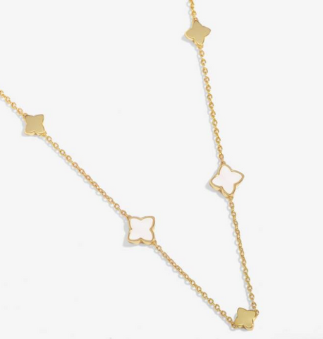 Style Stories Mother Of Pearl Clover Necklace In Gold-Tone Plating