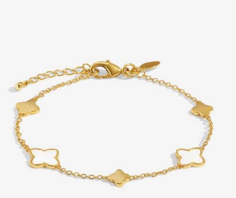 Style Stories Mother Of Pearl Clover Bracelet In Gold-Tone Plating