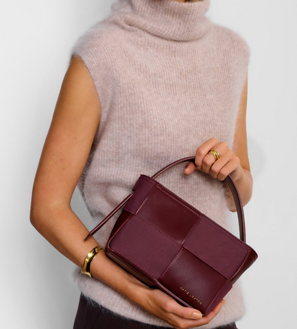Taya Hand Woven Suedette Top Handle Bag