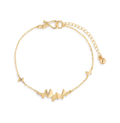 Butterfly Cluster Gold Bracelet 6.5in