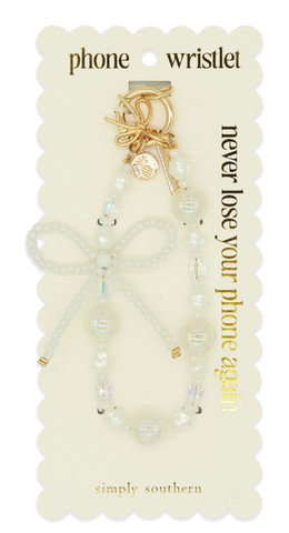 Phone Wristlet- Big White Pearl