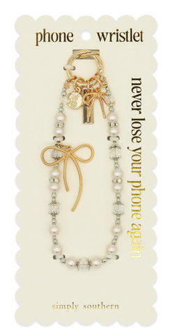 Phone Wristlet- Pink Pearl Bow