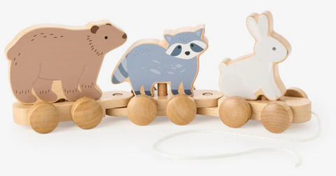 WOODEN FOREST ANIMAL PULL TOY