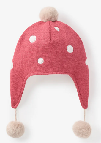 MUSHROOM AVIATOR KNIT BABY HAT