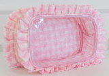 Ruffled Nylon Large Clear Pouch