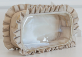 Ruffled Nylon Large Clear Pouch
