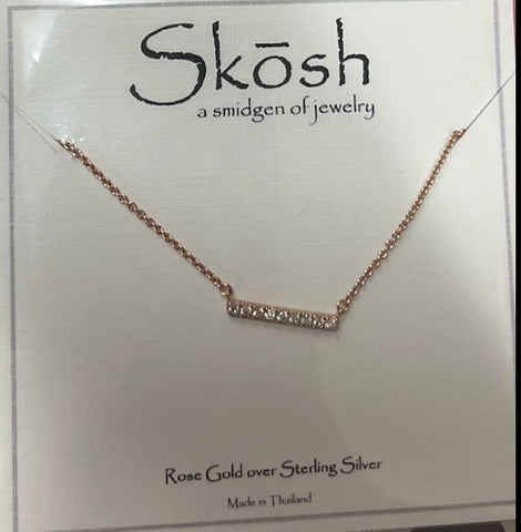 Short CZ Bar Skosh Necklace