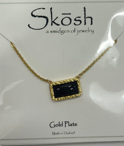 Solid Black Druzy Stone Skosh Necklace