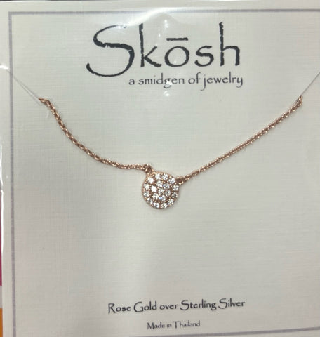 Pave CZ Disc Skosh Necklace
