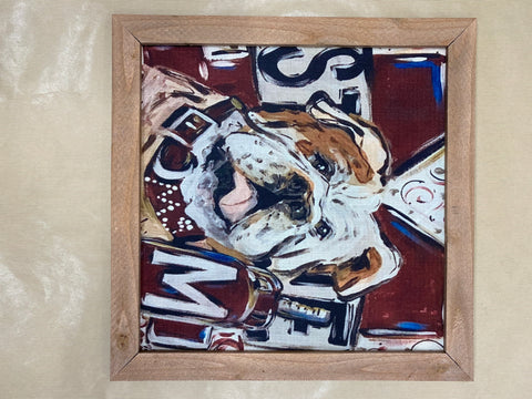 MSU Bulldog Hand-Painted Framed Painting