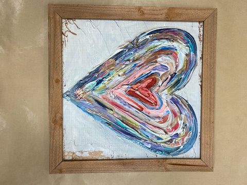 Heart Hand-Painted Framed Painting, 18" x 18"