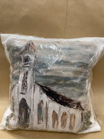 Hand-Painted Church Pillow