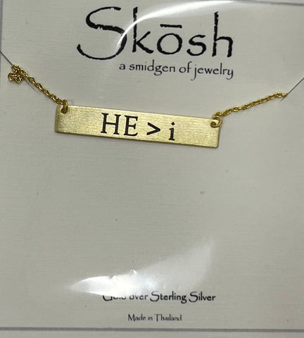 He > I Engraved Skosh Necklace