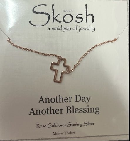 Floating Cross Skosh Necklace/ Rose Gold