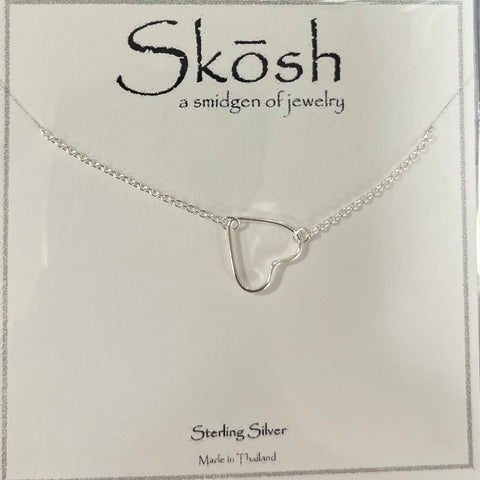 Sideways Open Heart Skosh Necklace/ Silver