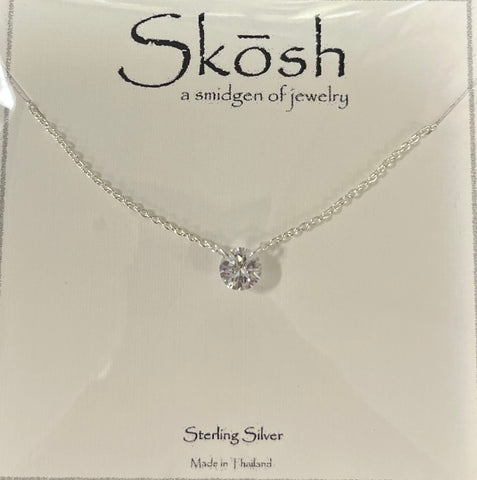 White Opal Bead Skosh Necklace/ Silver