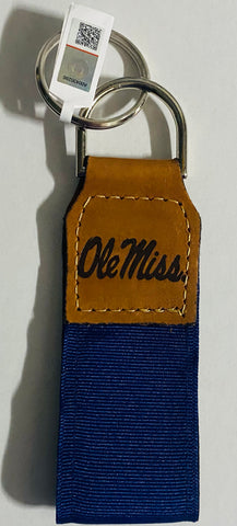 Ole Miss Embroidered Leather Keychain