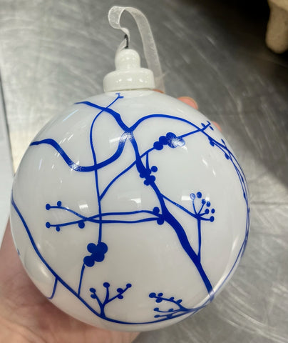 Blue and White Glass Christmas Ornament
