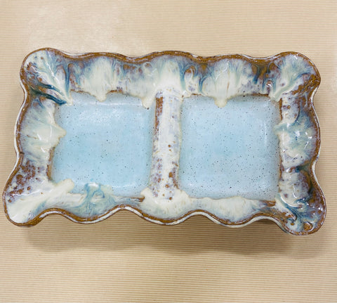 Divided Dip Bowl, Powder Blue