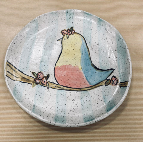 Baby Chick Plate, Powder Blue Stripes