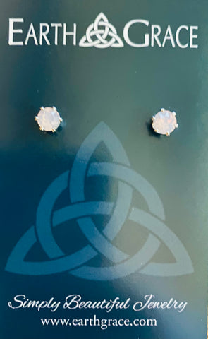 Stud Earrings, Pink Opal Stone