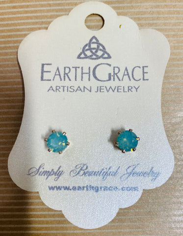 Stud Earrings, Seafoam Opal Stone