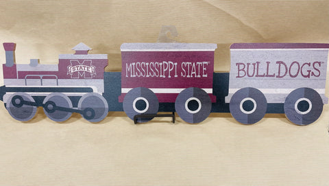 Mississippi State Wooden Train Decor