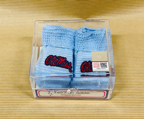 Ole Miss Light Blue Baby Booties