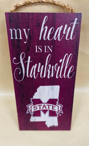 Mississippi State "My heart is in Starkville" Wooden Decor