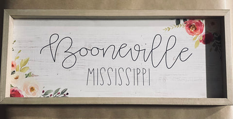 Booneville Mississippi Framed Wooden Sign