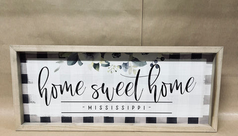 Home Sweet Home Mississippi Framed Wooden Sign