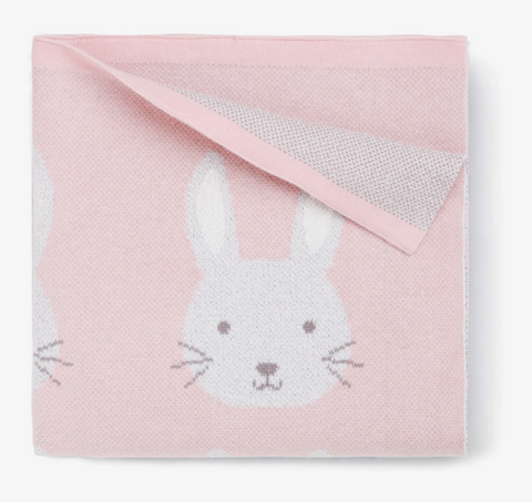 Pink Bunny Cotton Knit Baby Blanket