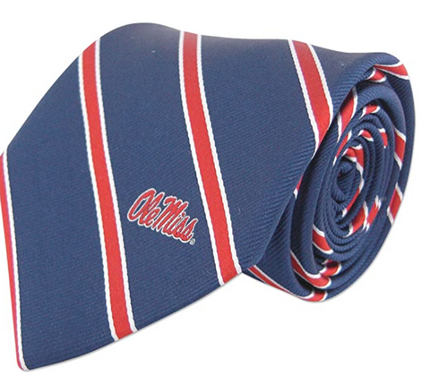 Ole Miss Rebels Men's Thin Stripe Collegiate Logo Tie