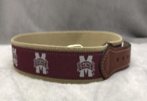Mississippi State Bulldogs Maroon and Canvas Ribbon Belt