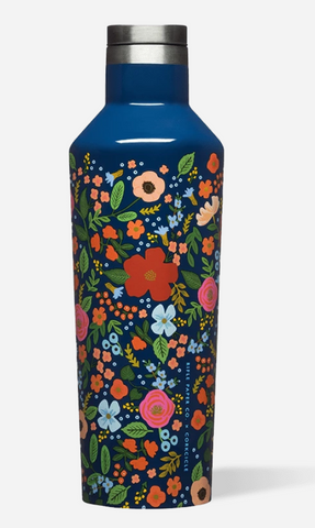 Rifle Paper Company Gloss Navy Wild Rose Canteen