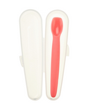 Pink Silicone Baby Spoon with Travel Case