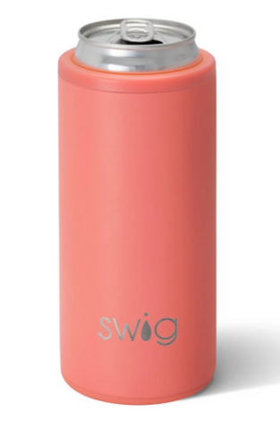 Matte Coral Skinny Can Cooler